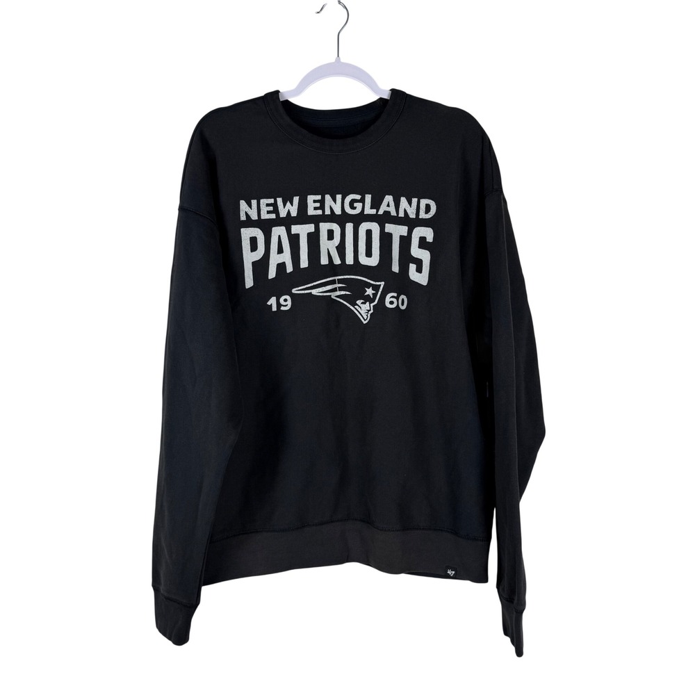 New‎ England Patriots '47 Brand Crewneck Sweatshirt Men's M Dusted Black NFL NWT